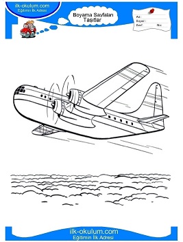 Çocuklar İçin Uçak Boyama Sayfaları 